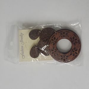 Traditional Indian Style Wood Earrings